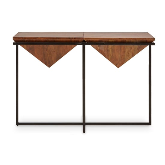 Photo of Serra pyramid shape acacia wood console table in acacia