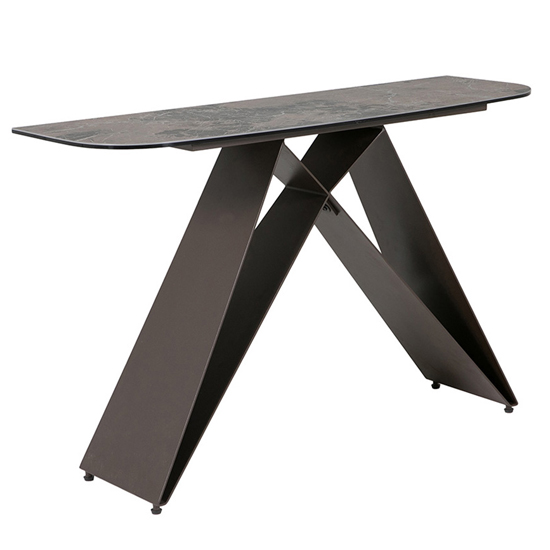 Read more about Seta rectangular stone console table with black metal base