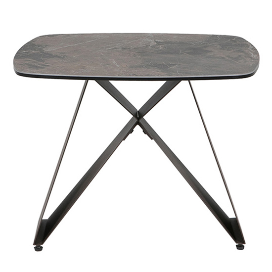 Seta Square Stone Lamp Table With Black Metal Base