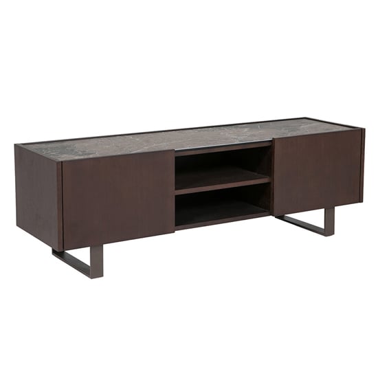 Photo of Seta wooden tv stand with stone top in espresso