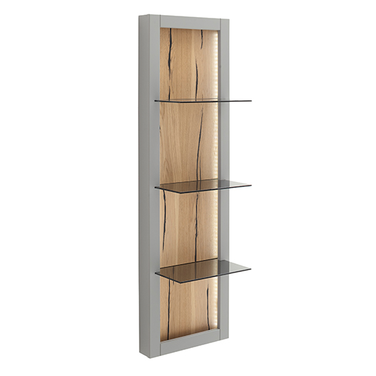 Setif Wooden 3 Tier Wall Shelf In Arctic Grey With LED_3
