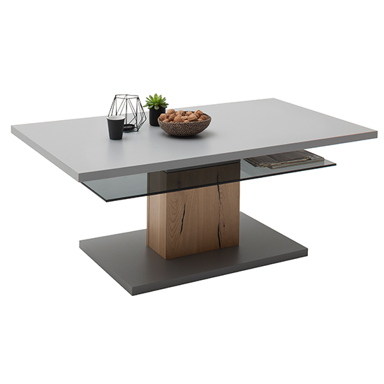 Setif Wooden Coffee Table In Arctic Grey With Glass Shelf_2