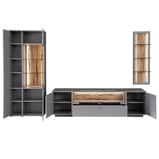 Setif Wooden Living Room Furniture Set 1 In Arctic Grey And LED_4
