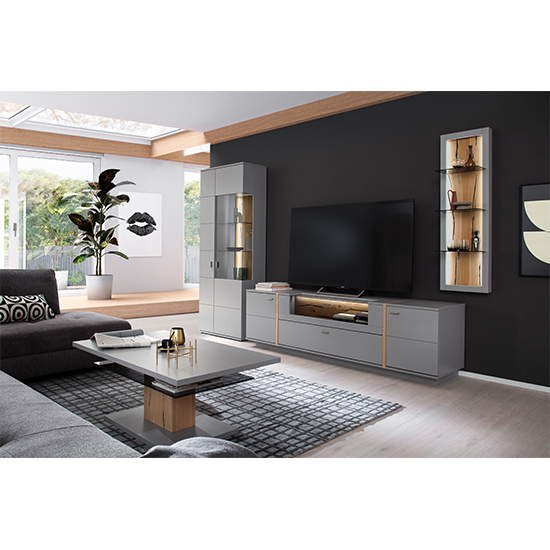 Setif Wooden Living Room Furniture Set 1 In Arctic Grey And LED_5