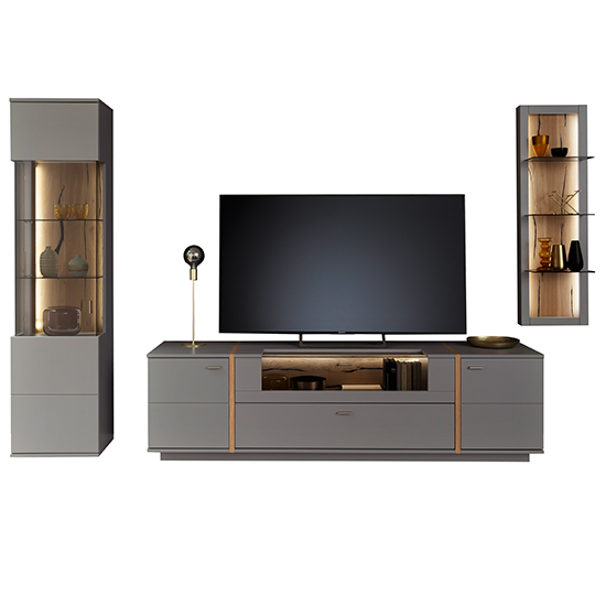 Setif Wooden Living Room Furniture Set 2 In Arctic Grey And LED_2