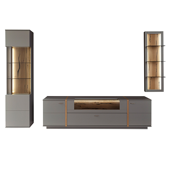 Setif Wooden Living Room Furniture Set 2 In Arctic Grey And LED_3