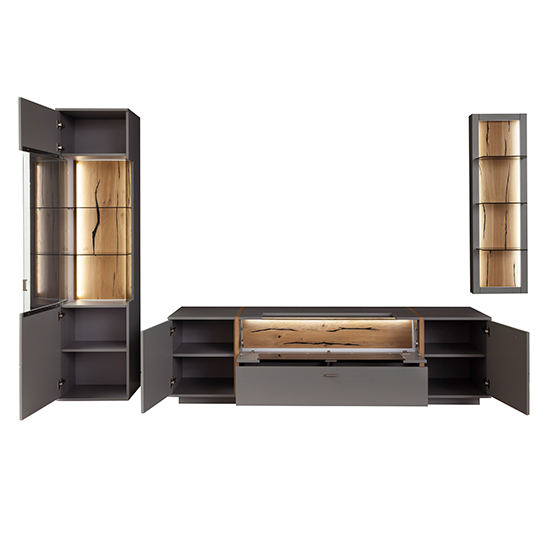 Setif Wooden Living Room Furniture Set 2 In Arctic Grey And LED_4