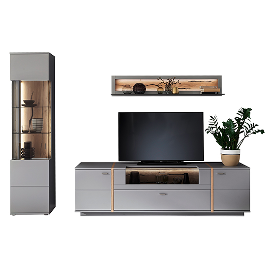 Setif Wooden Living Room Furniture Set 3 In Arctic Grey And LED_2