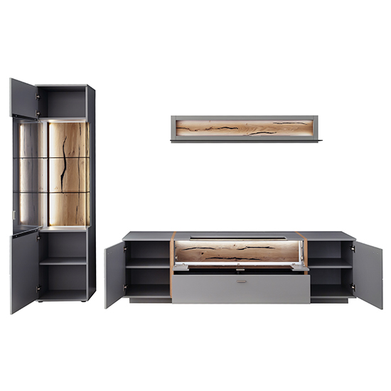 Setif Wooden Living Room Furniture Set 3 In Arctic Grey And LED_4