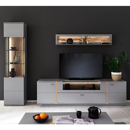 Boom Living Room Set In Oak With LED Lights Furniture in Fashion