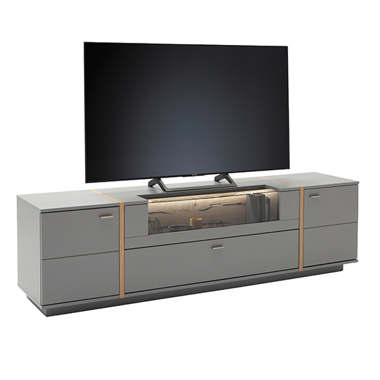 Setif Wooden TV Stand In Arctic Grey With 2 Doors And LED_2