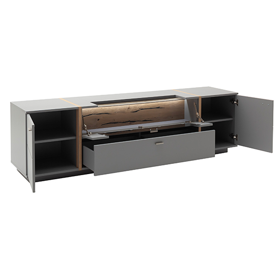 Setif Wooden TV Stand In Arctic Grey With 2 Doors And LED_4