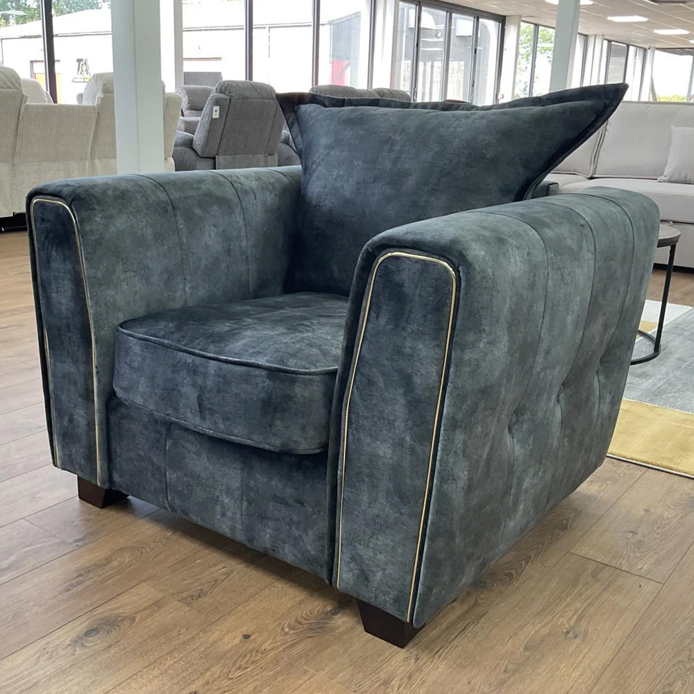 Sevilla Fabric 1 Seater Sofa In Charcoal Black