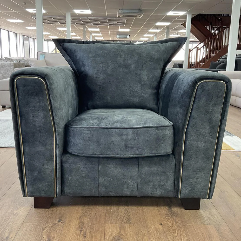 Sevilla Fabric 1 Seater Sofa In Charcoal Black