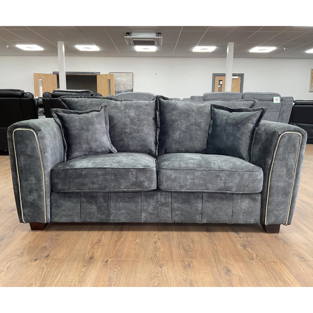 Sevilla Fabric 2 Seater Sofa In Charcoal Black