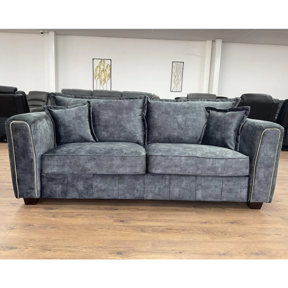 Sevilla Fabric 3 Seater Sofa In Charcoal Black