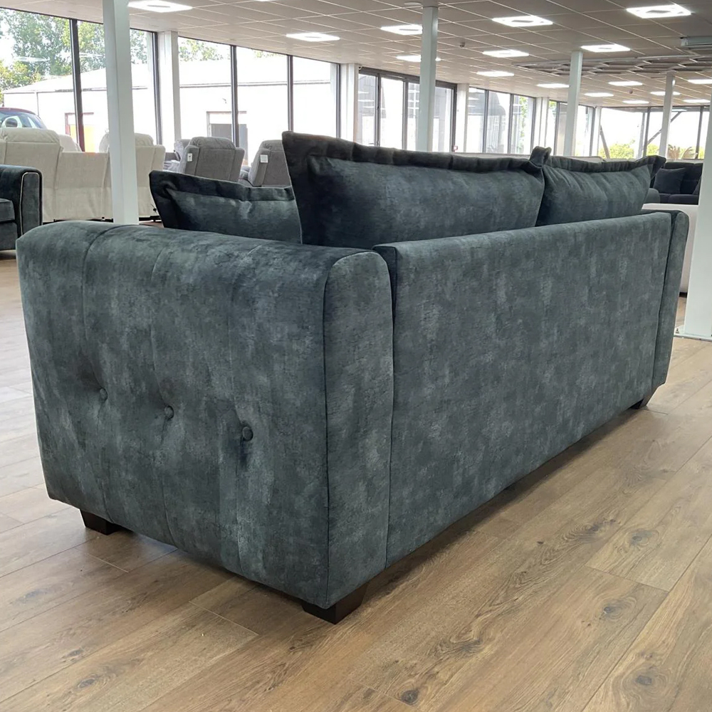 Sevilla Fabric 3 Seater Sofa In Charcoal Black