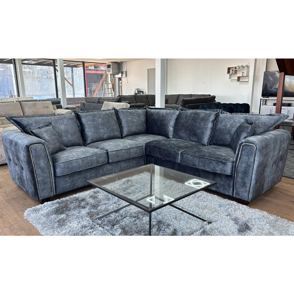 Sevilla Fabric Corner Sofa In Charcoal Black