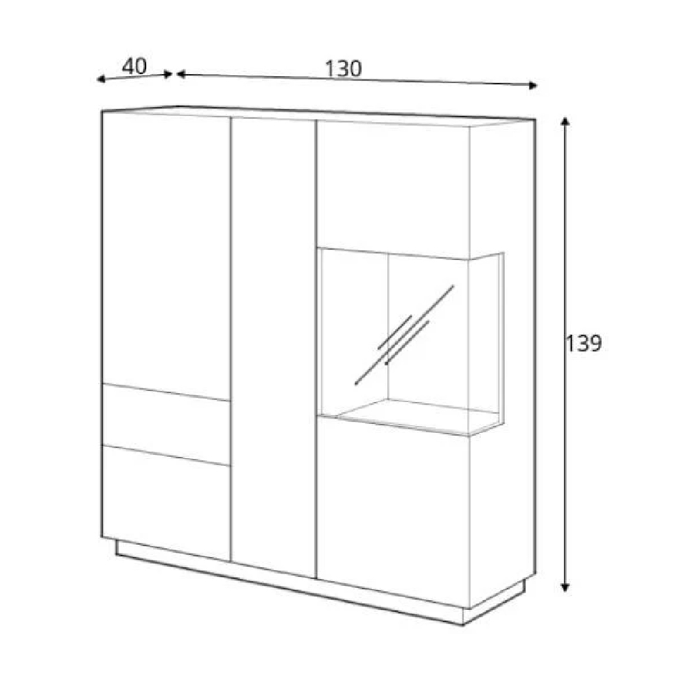 Sevilla White Gloss Display Cabinet Right Hand In Wotan Oak