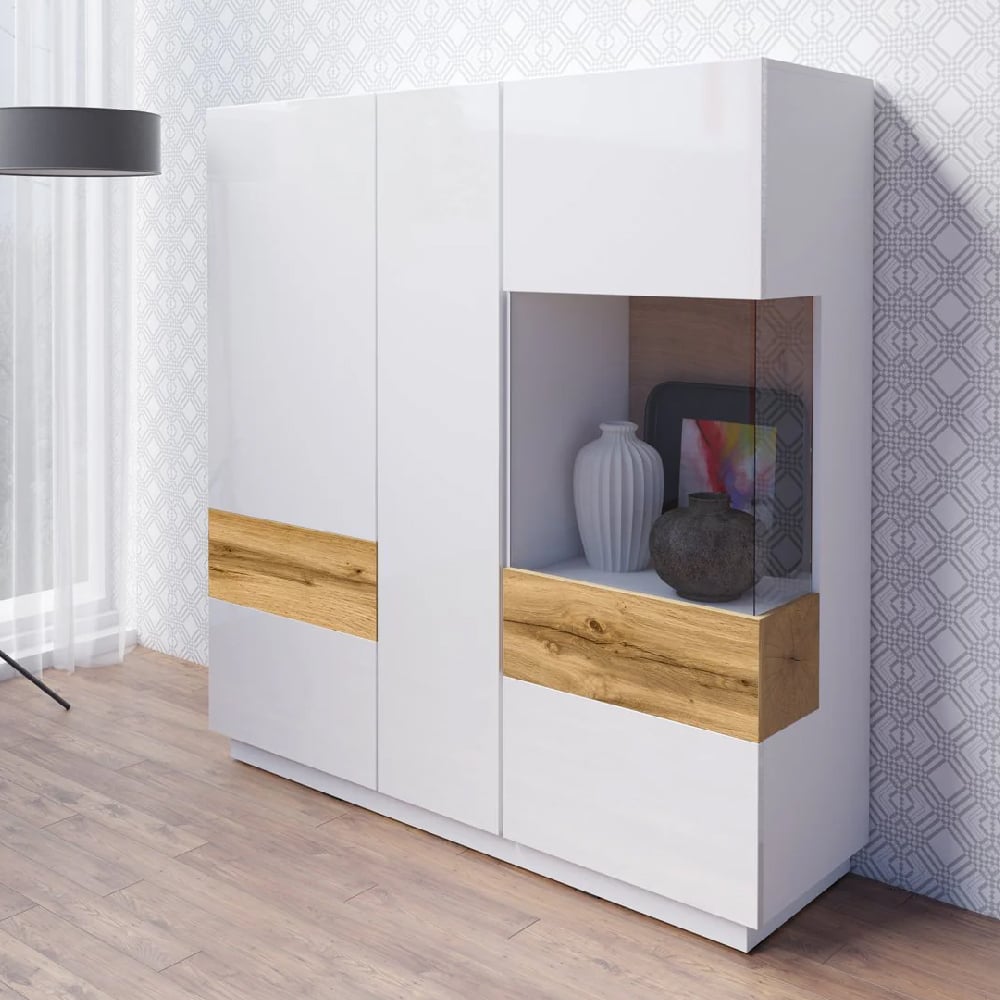 Read more about Sevilla high gloss display cabinet right hand in white oak