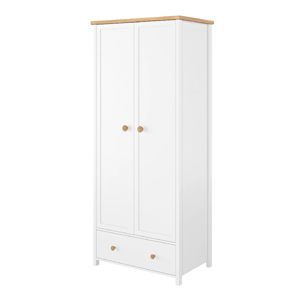 Sevilla II Wooden Wardrobe With 2 Doors In Matt White And Oak