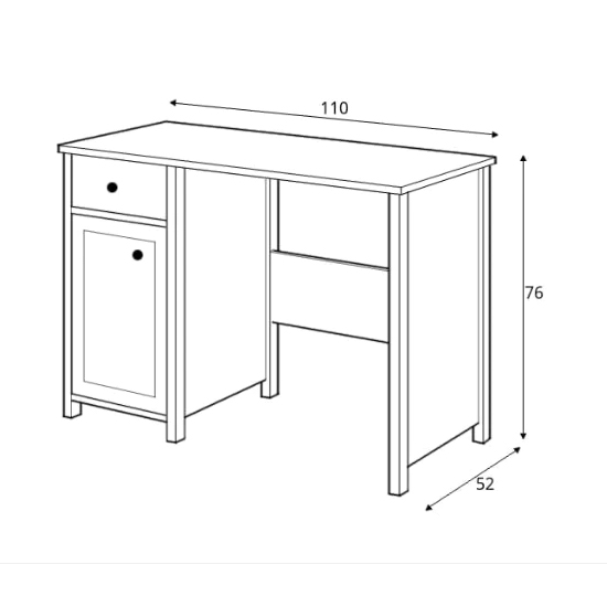 Sevilla Kids Computer Desk With 1 Door 1 Drawer In Matt White