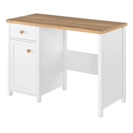 Read more about Sevilla kids computer desk with 1 door 1 drawer in matt white