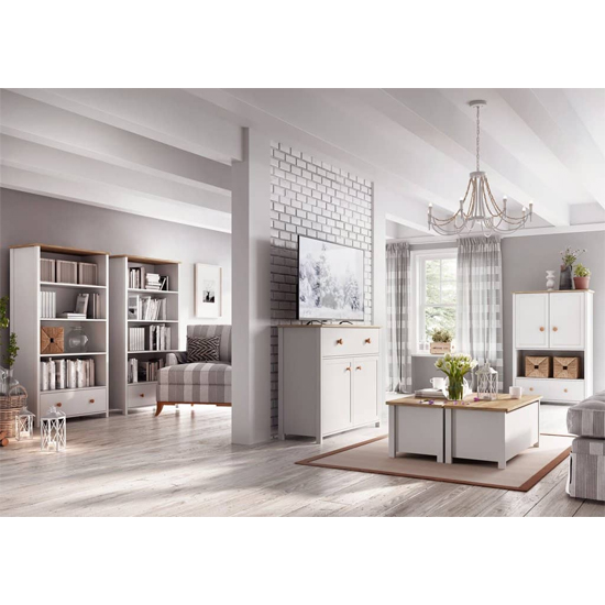 Sevilla Kids Highboard With 2 Doors 1 Drawer In Matt White