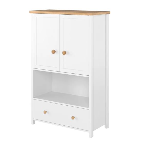 Product photograph of Sevilla Kids Highboard With 2 Doors 1 Drawer In Matt White from Furniture in Fashion