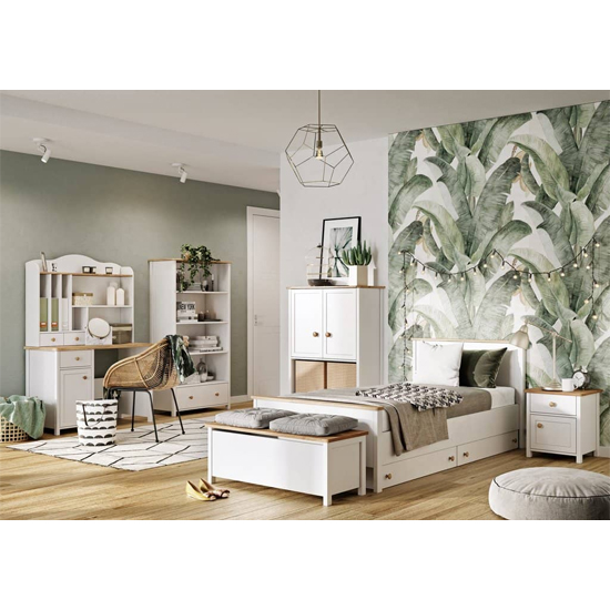 Sevilla Kids Single Bed With Mattress And Drawer In Matt White