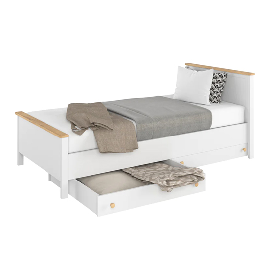 Product photograph of Sevilla Kids Single Bed With Mattress And Drawer In Matt White from Furniture in Fashion