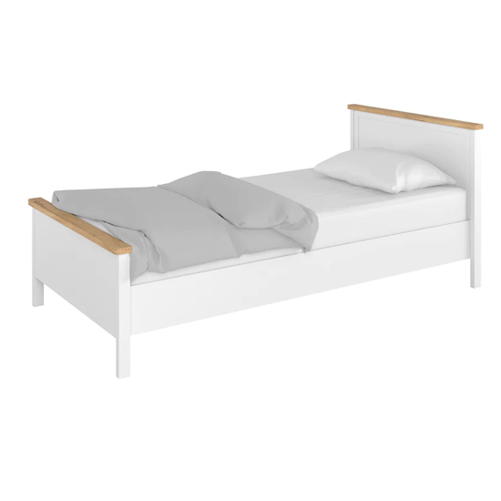 Product photograph of Sevilla Kids Wooden Single Bed With Mattress In Matt White from Furniture in Fashion