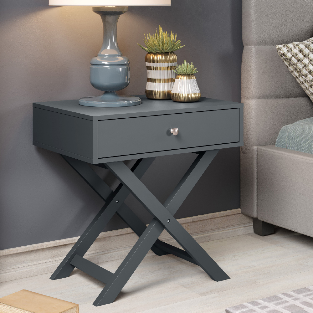 Read more about Sevilla wooden bedside cabinet with 1 drawer in blue