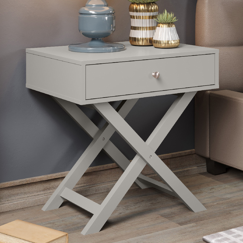 Read more about Sevilla wooden bedside cabinet with 1 drawer in grey