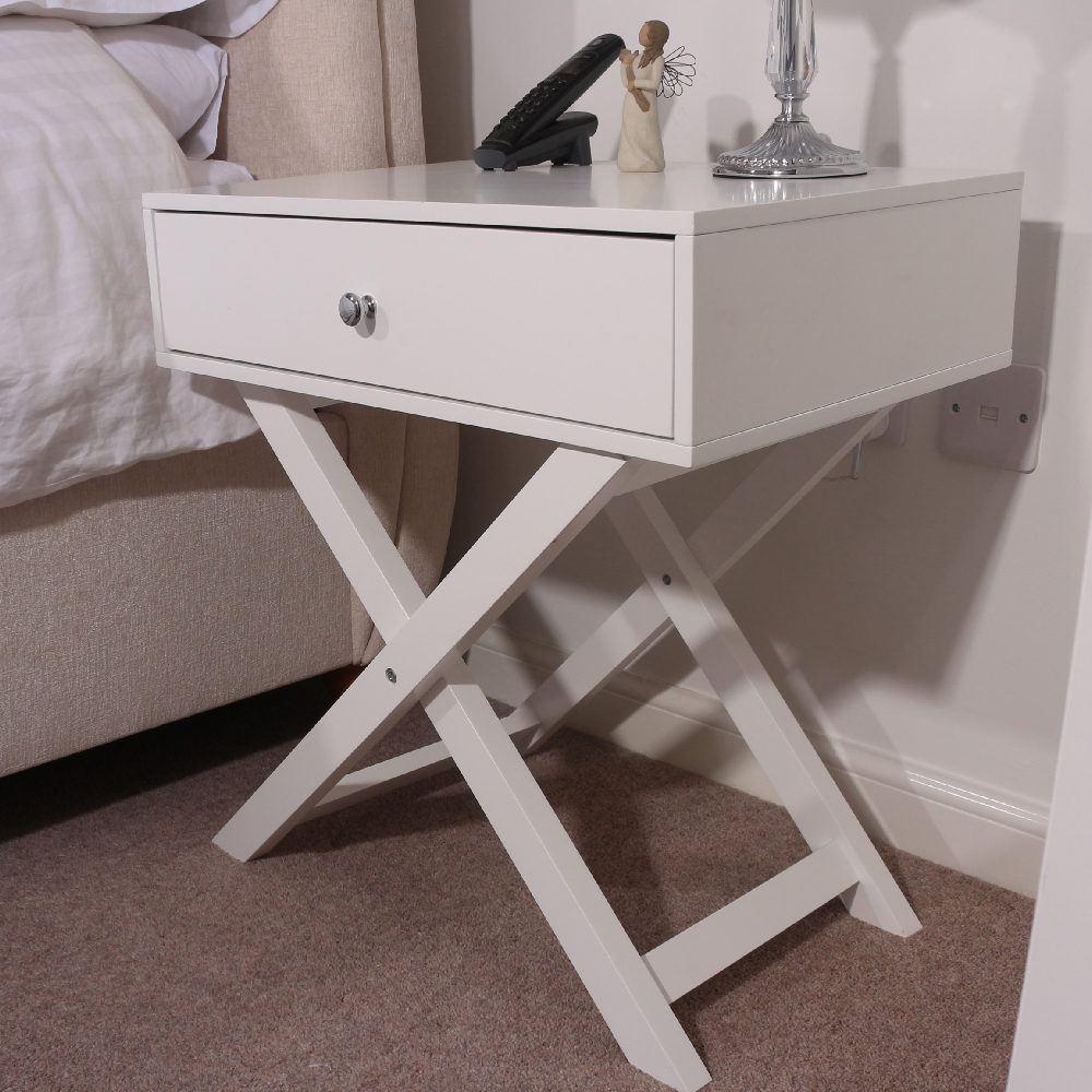 Read more about Sevilla wooden bedside cabinet with 1 drawer in white