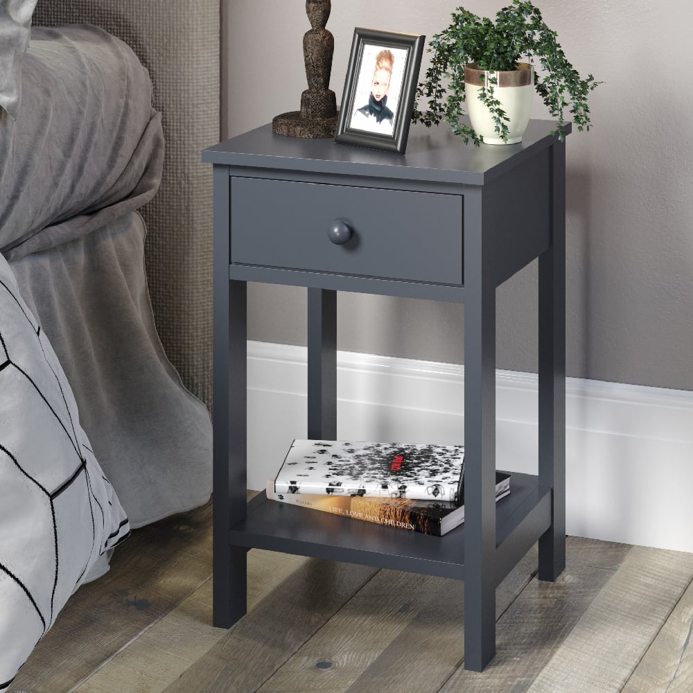 Read more about Sevilla wooden bedside cabinet with 1 shelf in blue