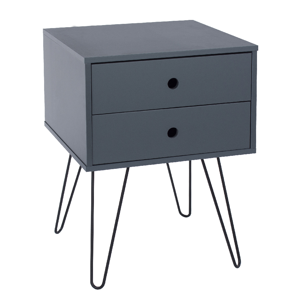 Sevilla Wooden Bedside Cabinet With Black Legs In Blue