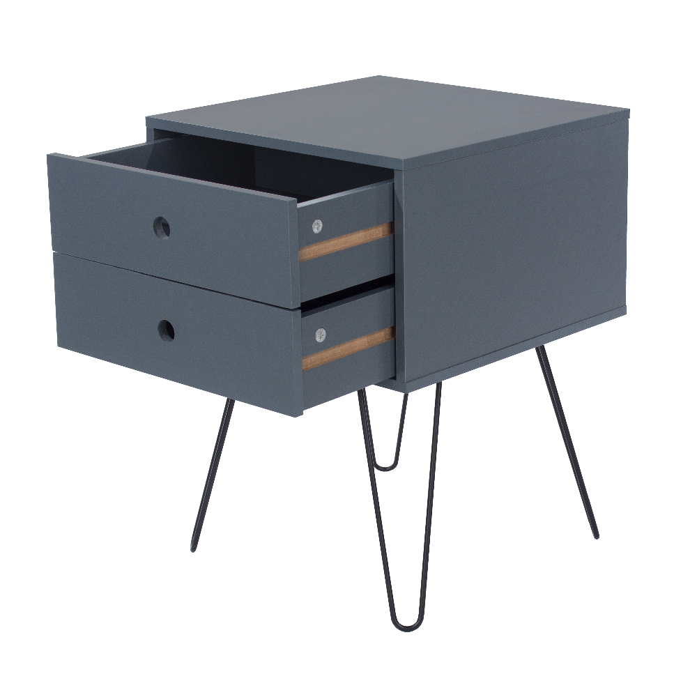 Sevilla Wooden Bedside Cabinet With Black Legs In Blue