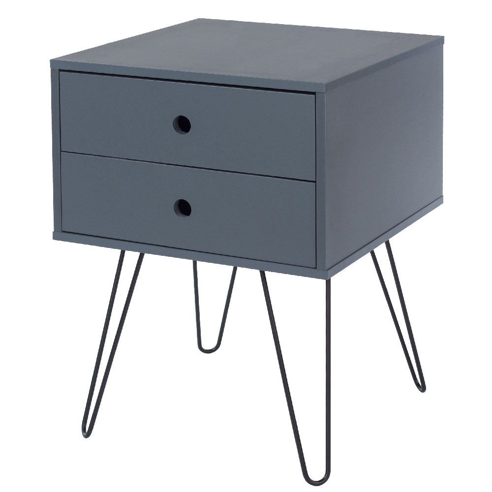 Sevilla Wooden Bedside Cabinet With Black Legs In Blue