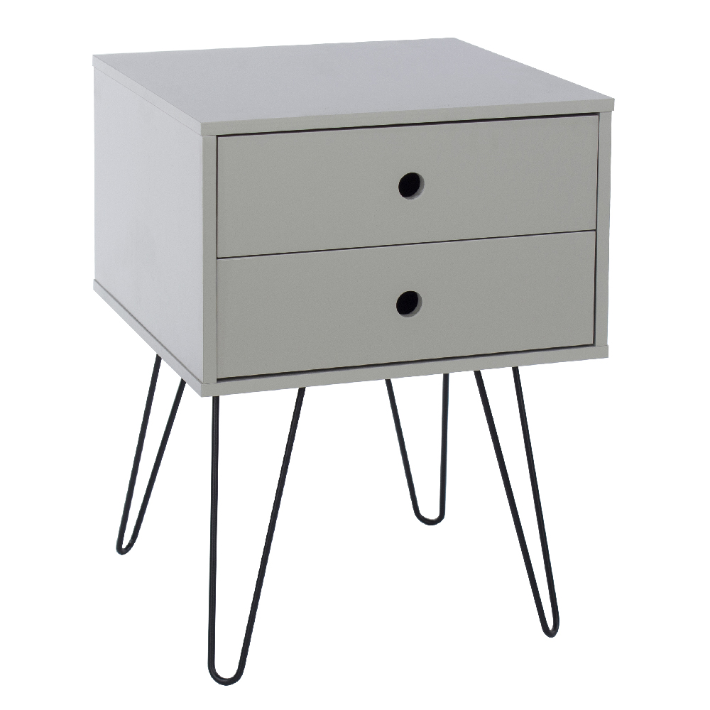 Sevilla Wooden Bedside Cabinet With Black Legs In Grey