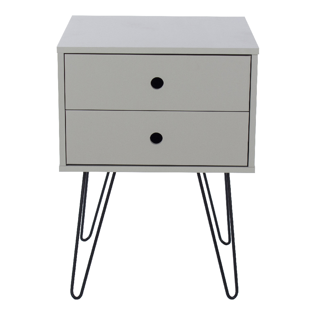 Sevilla Wooden Bedside Cabinet With Black Legs In Grey