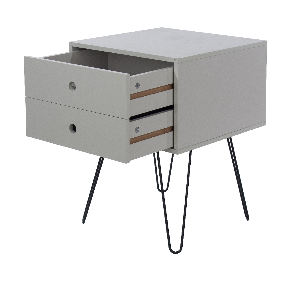 Sevilla Wooden Bedside Cabinet With Black Legs In Grey