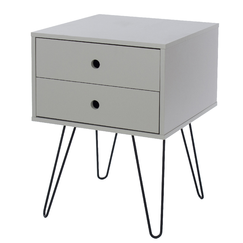 Sevilla Wooden Bedside Cabinet With Black Legs In Grey