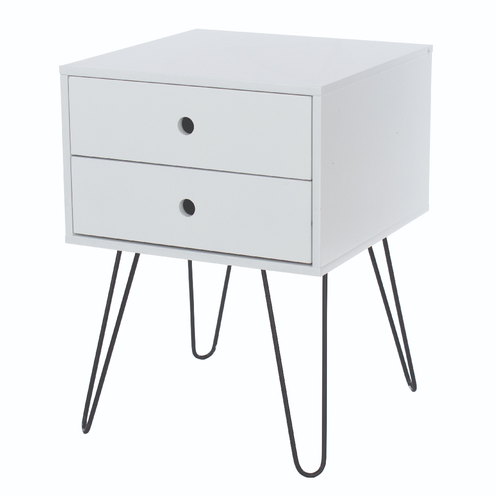 Sevilla Wooden Bedside Cabinet With Black Legs In White
