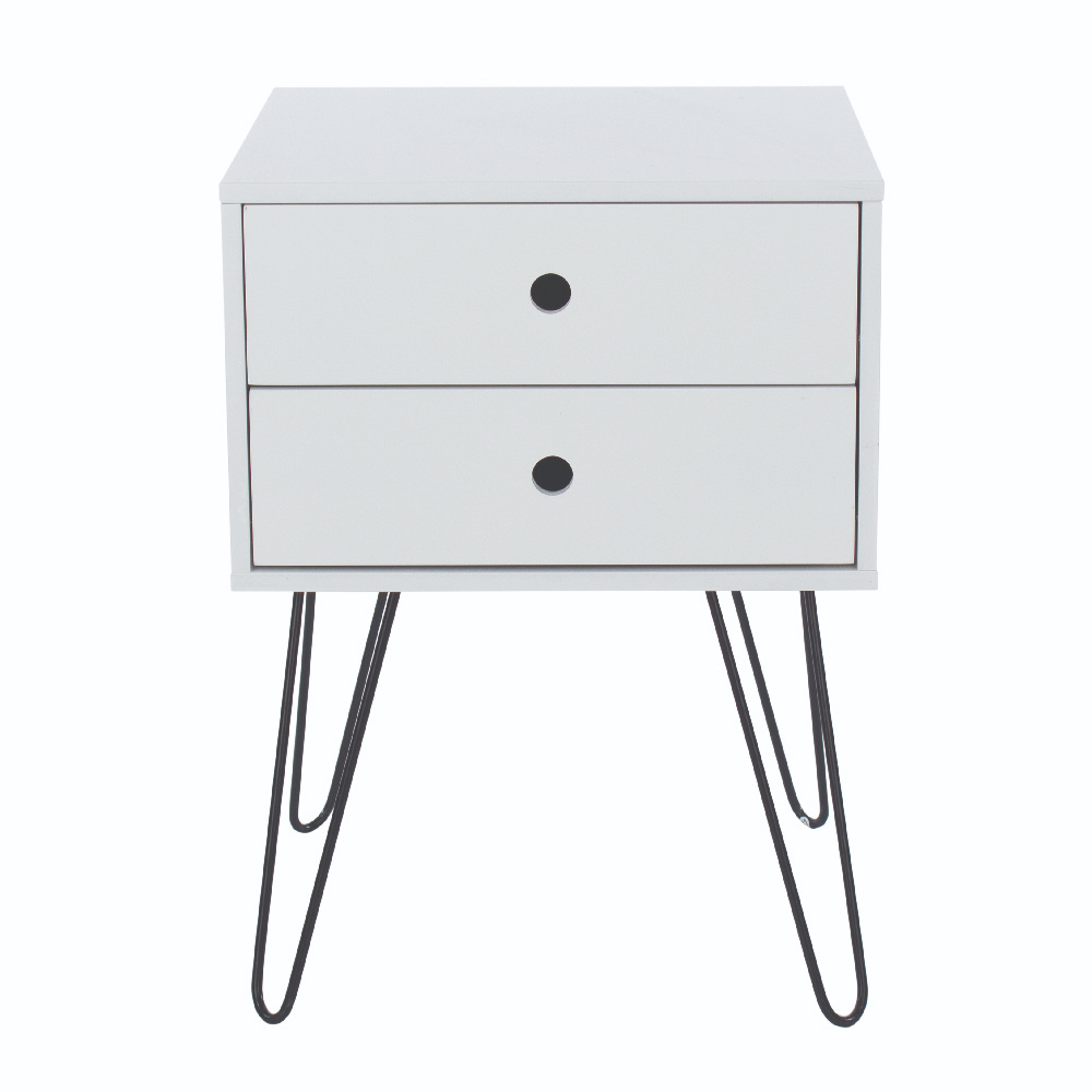 Sevilla Wooden Bedside Cabinet With Black Legs In White