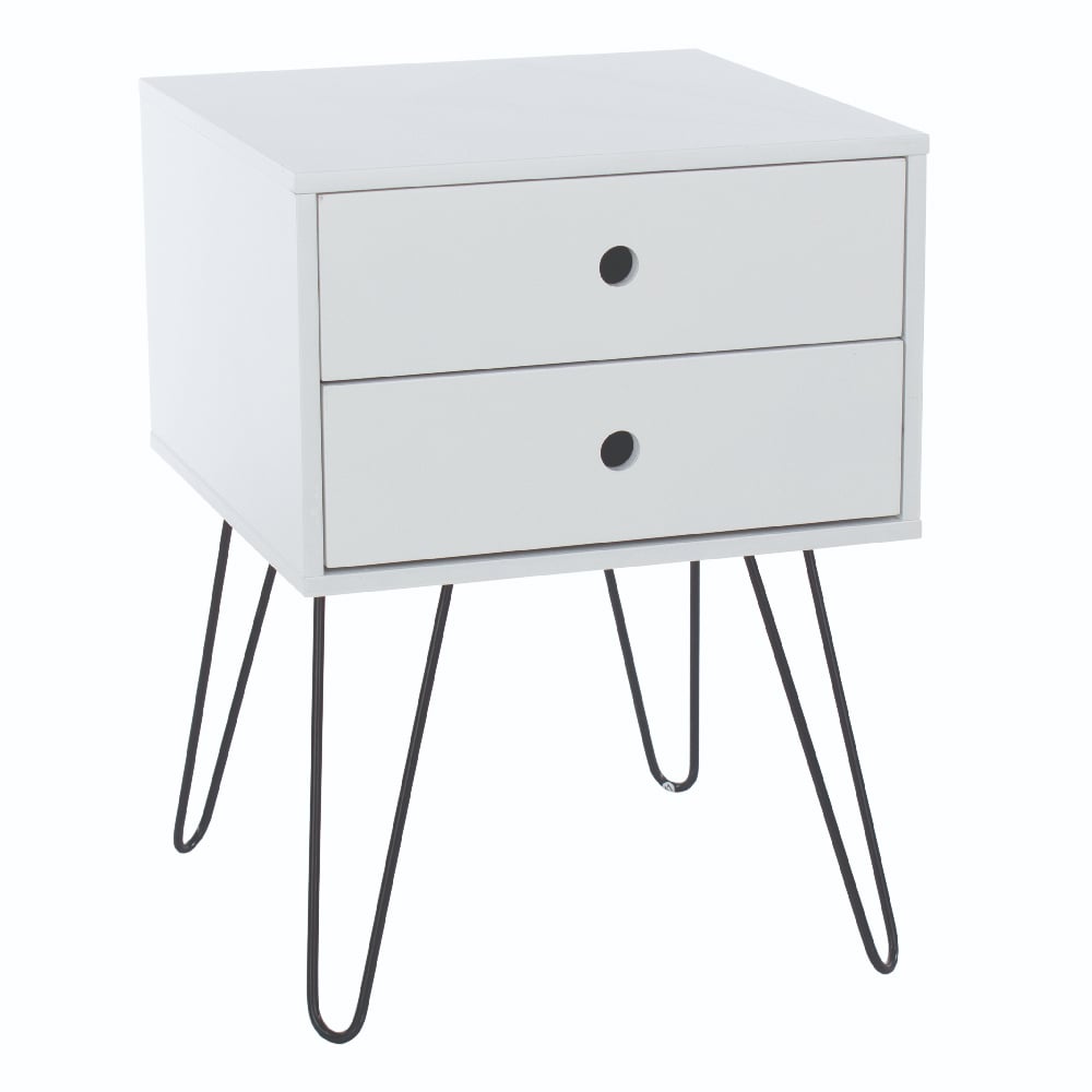Sevilla Wooden Bedside Cabinet With Black Legs In White