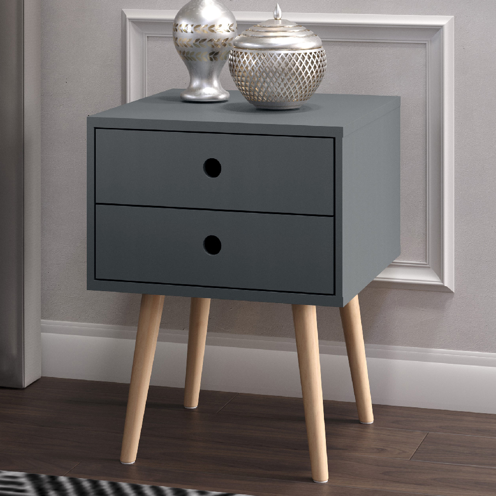Read more about Sevilla wooden bedside cabinet with oak legs in blue