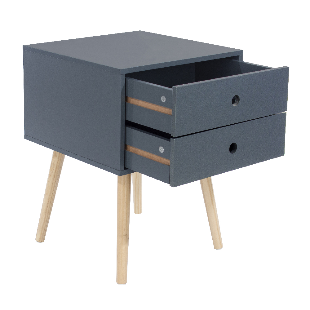 Sevilla Wooden Bedside Cabinet With Oak Legs In Blue