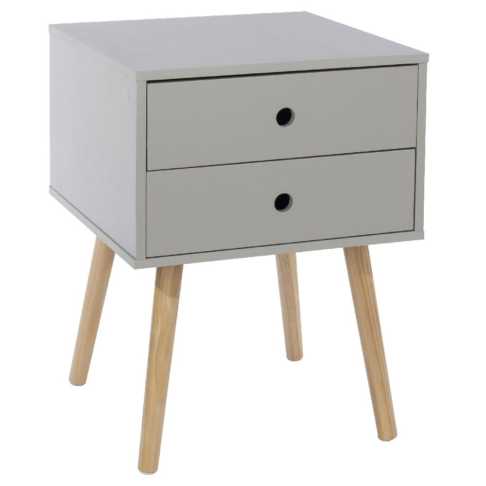 Sevilla Wooden Bedside Cabinet With Oak Legs In Grey