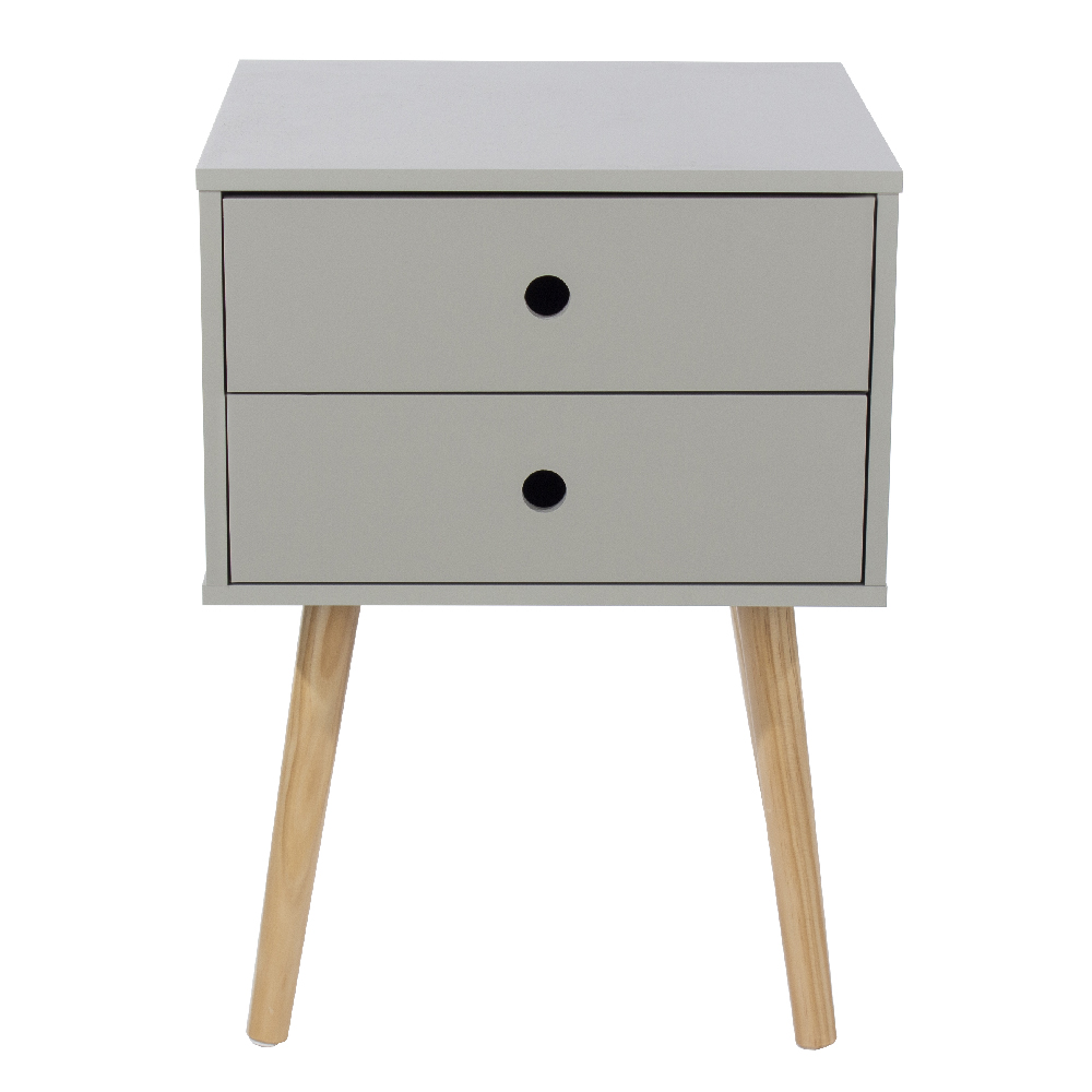 Sevilla Wooden Bedside Cabinet With Oak Legs In Grey